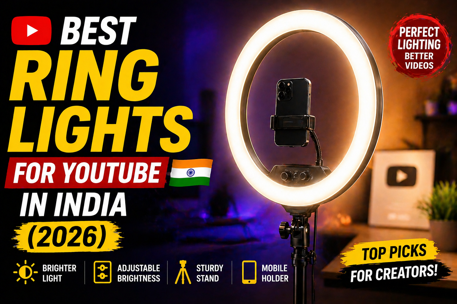 Best Ring Lights for YouTube in India (2026) – Top Lighting Setup for Creators