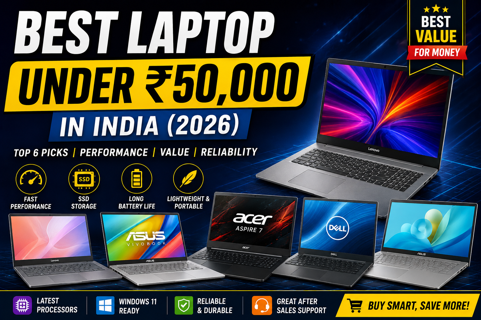 Best Laptop Under ₹50,000 in India (2026) – Top Budget Laptops for Students, Work & Gaming