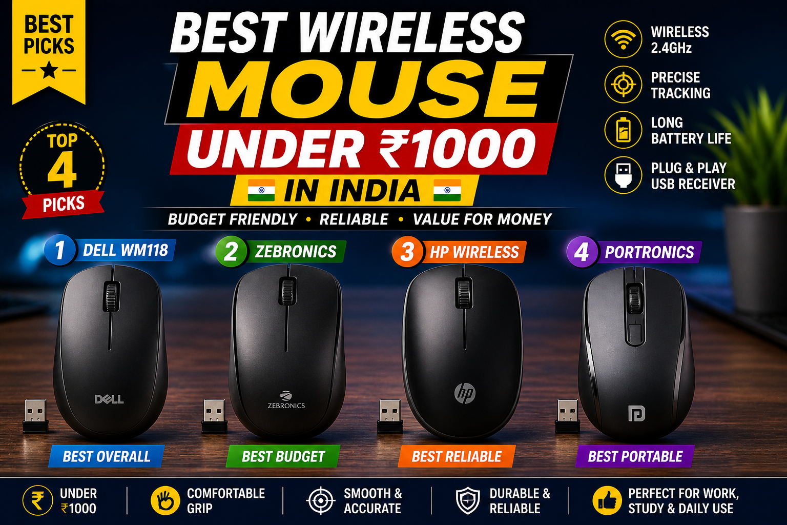 Best Wireless Mouse Under ₹1000 in India (2026) – Budget Picks That Actually Perform